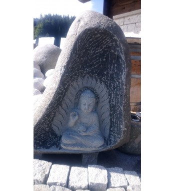Buddha Granit schwarz, H 90 cm